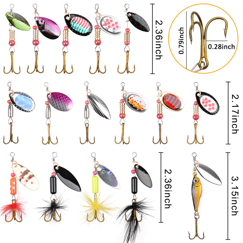 스피너 낚시 미끼 스피너 미끼 스푼 루어, 깃털 트레블 - Fishing Hook Treble 리뷰 및 가격
