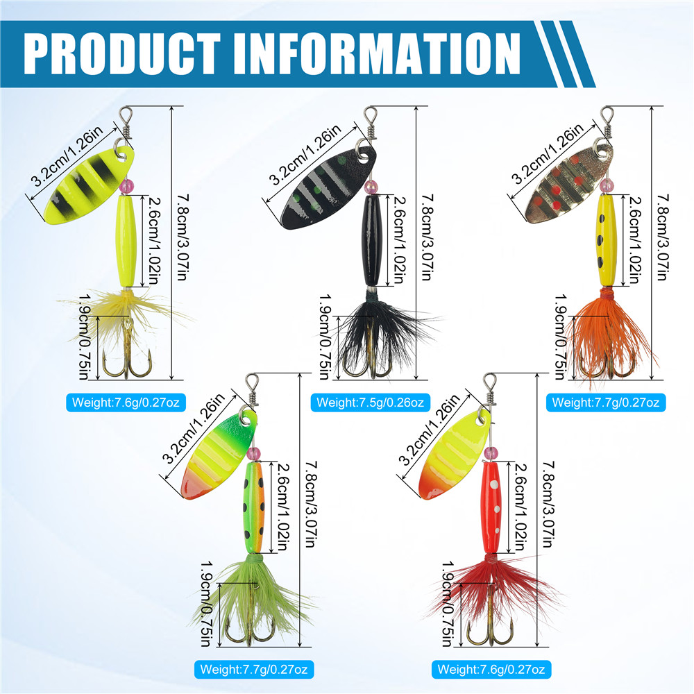 스피너 낚시 미끼 스피너 미끼 스푼 루어, 깃털 트레블 - Fishing Hook Treble 리뷰 및 가격