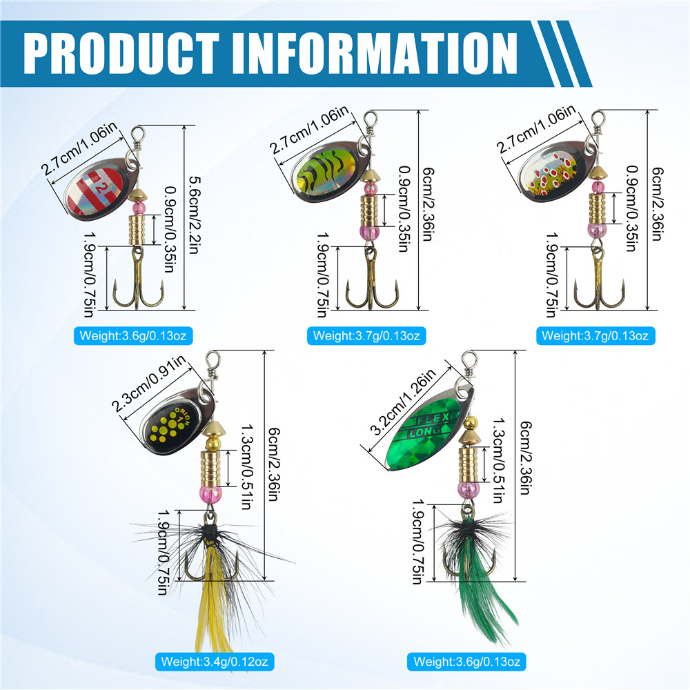 스피너 낚시 미끼 스피너 미끼 스푼 루어, 깃털 트레블 - Fishing Hook Treble 리뷰 및 가격